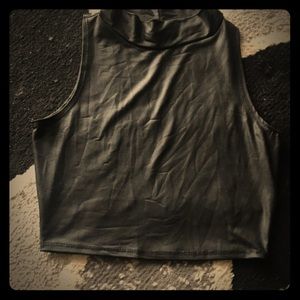 Black Leather Crop top